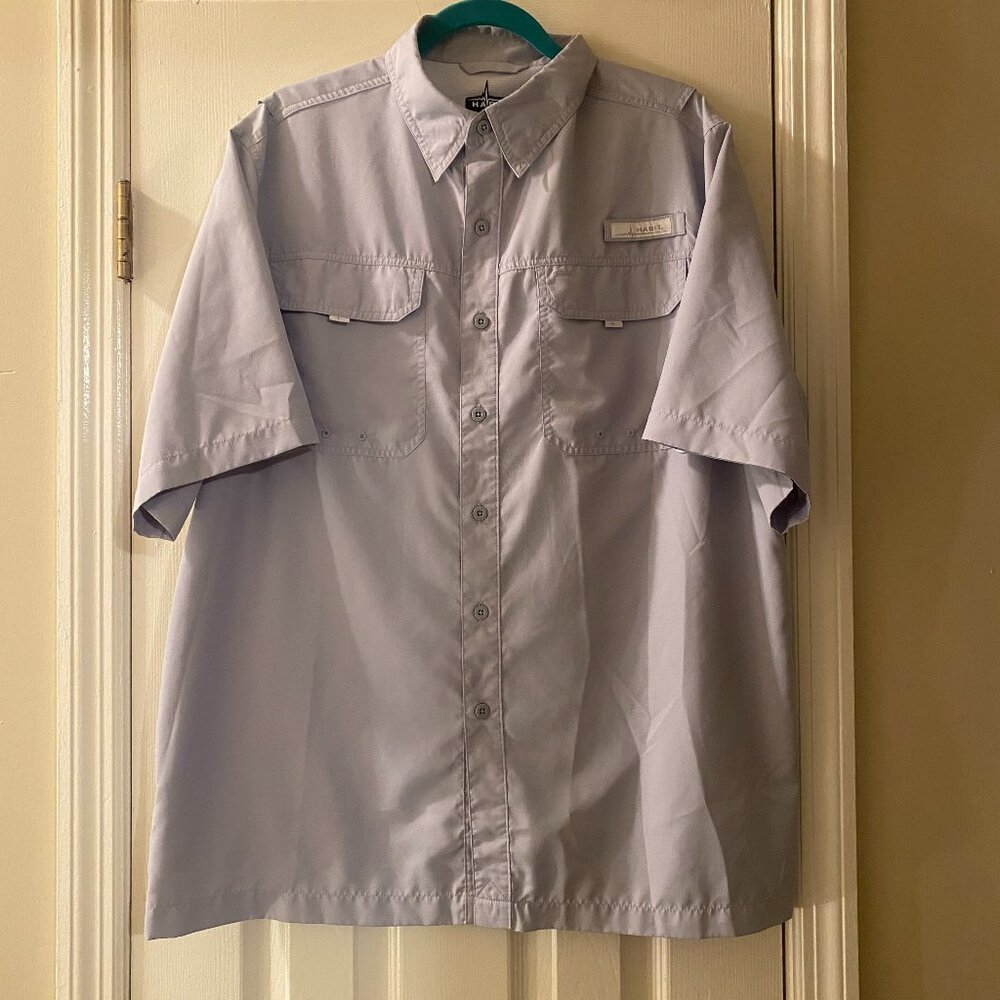 Habit Men’s Solar-Factor Short Sleeve Fishing Shirt – Size Large Harber Mist